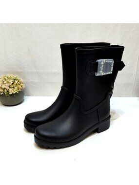 Time and Tru Mid-Calf Rain Boots Water-Resistant Decorative Buckle Women Size 7